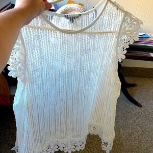 Lace cap sleeve summer blouse